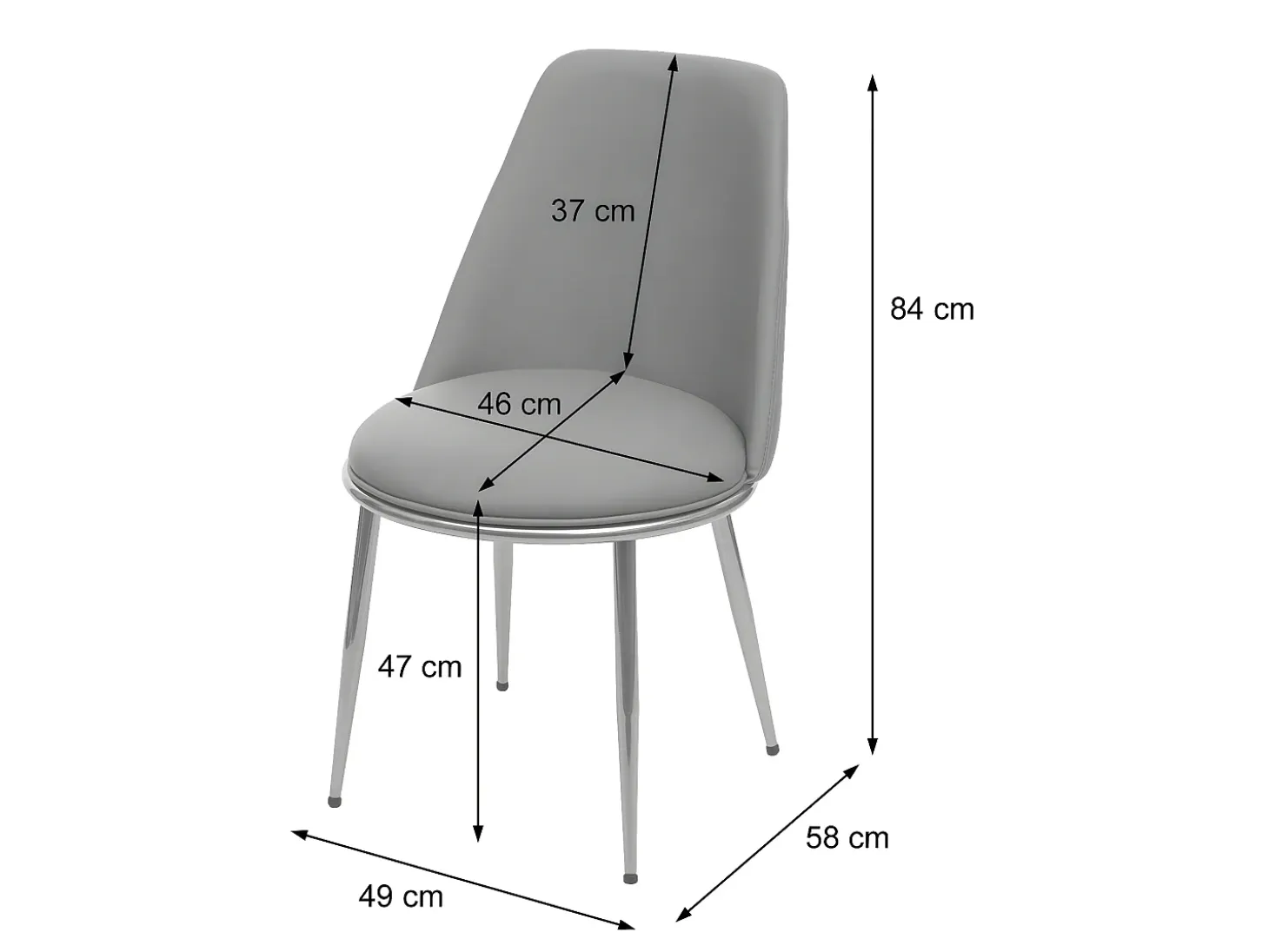 Silla de comedor MCW-H28 (juego de 6), gris, patas negras, terciopelo