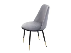 Silla de comedor MCW-H28 (juego de 6), gris, patas negras, terciopelo
