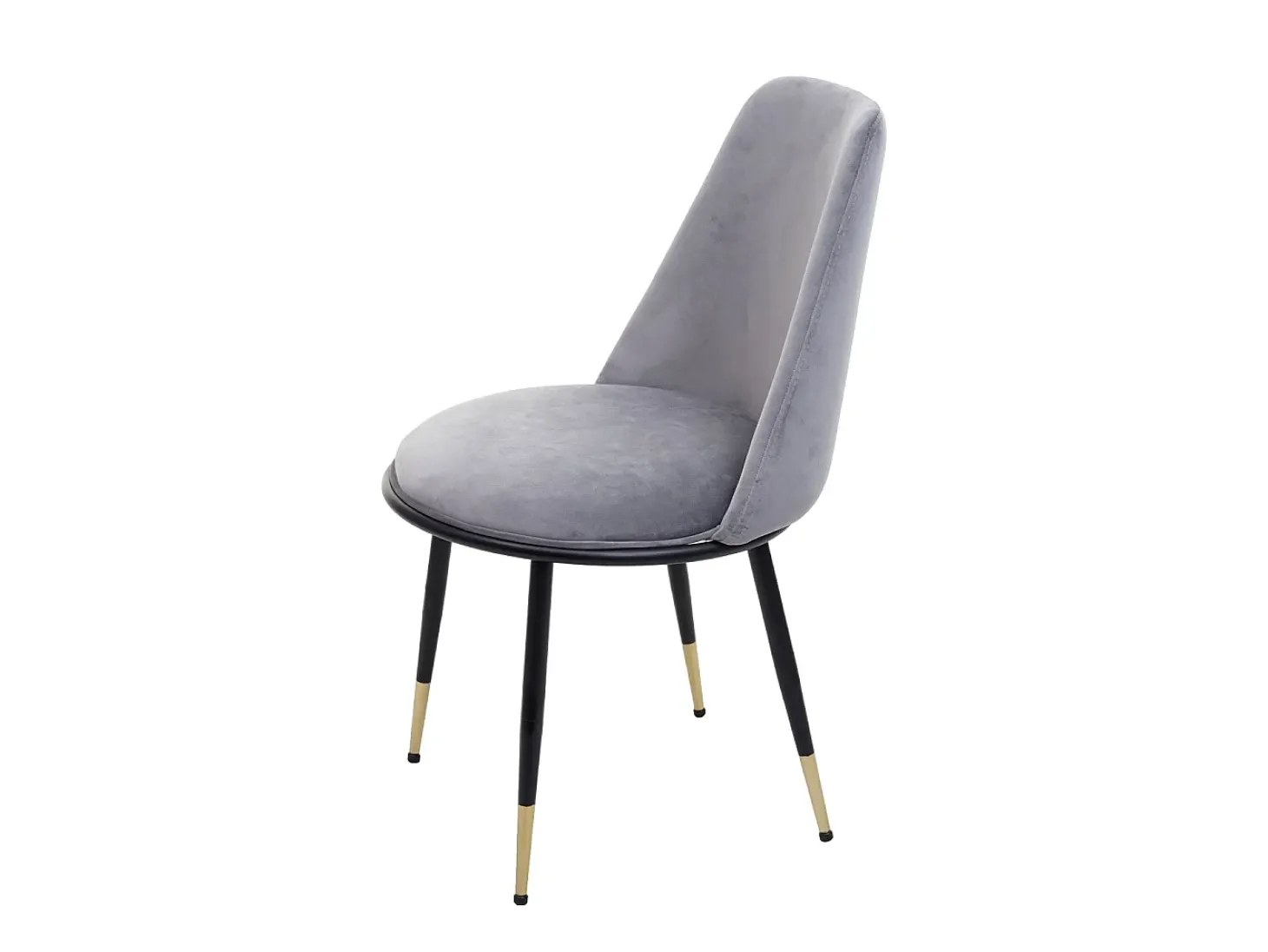 Silla de comedor MCW-H28 (juego de 6), gris, patas negras, terciopelo