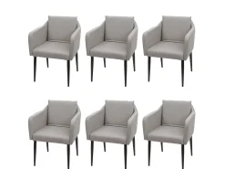 Silla de comedor MCW-H93 (juego de 6), polipiel gris topo