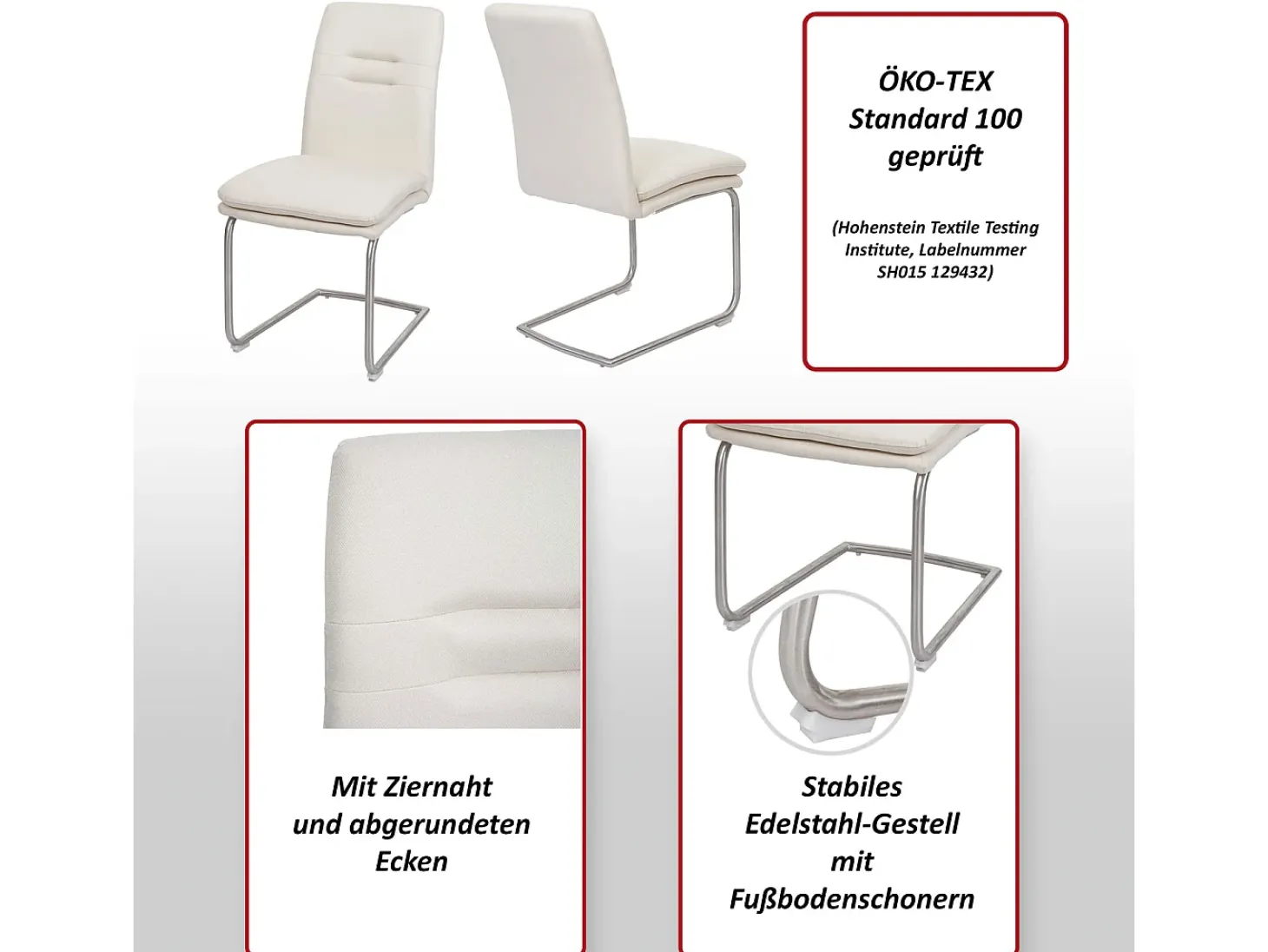 Silla de comedor MCW-H70 (juego de 6), gris-marrón