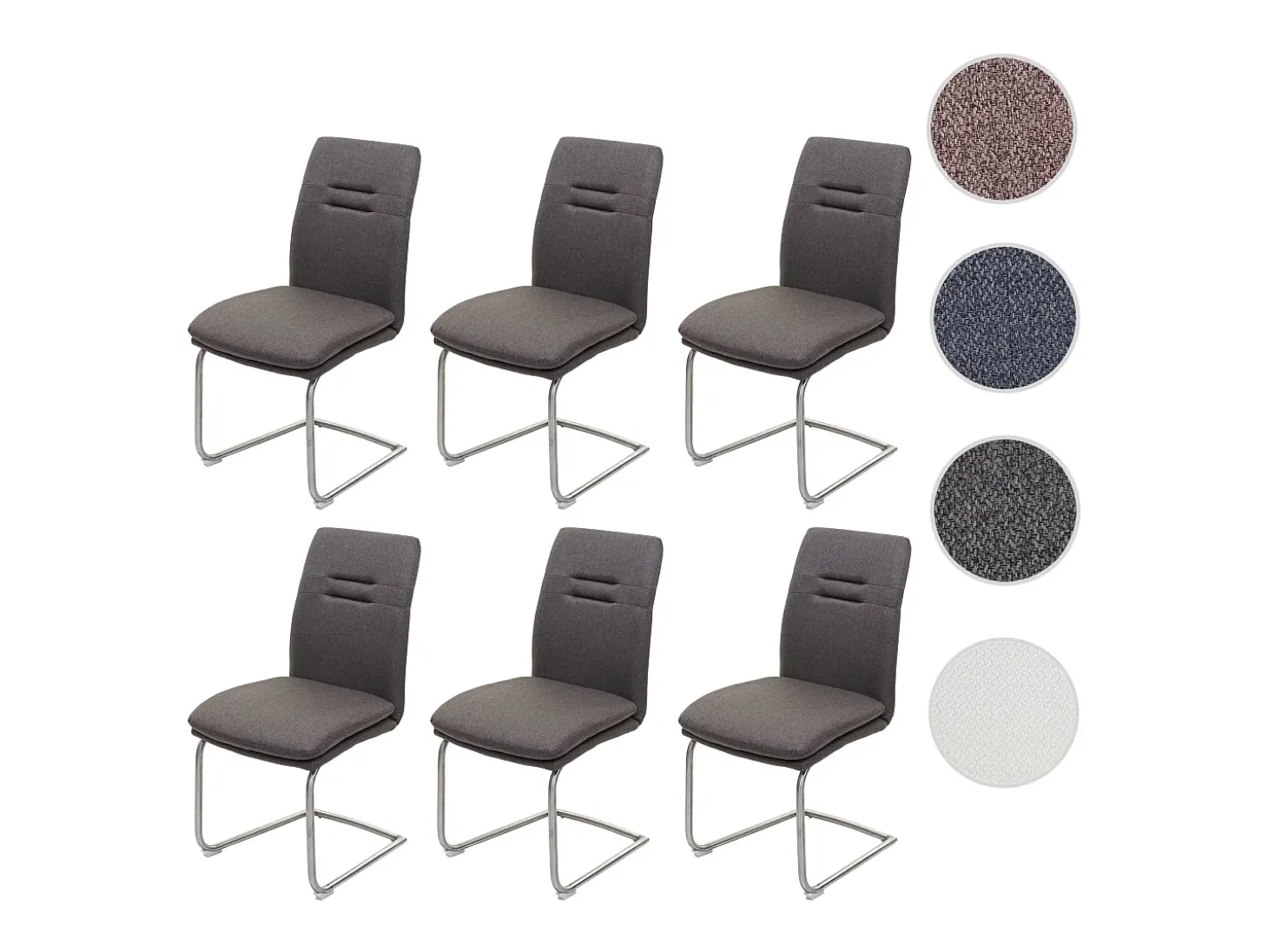 Silla de comedor MCW-H70 (juego de 6), gris-marrón