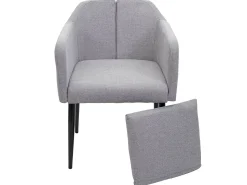 Silla de comedor MCW-H93 (juego de 6), tela/textil gris claro