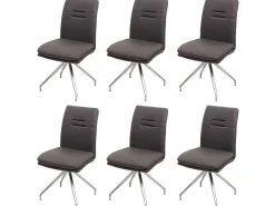 Silla de comedor MCW-H70 (juego de 6), gris-marrón