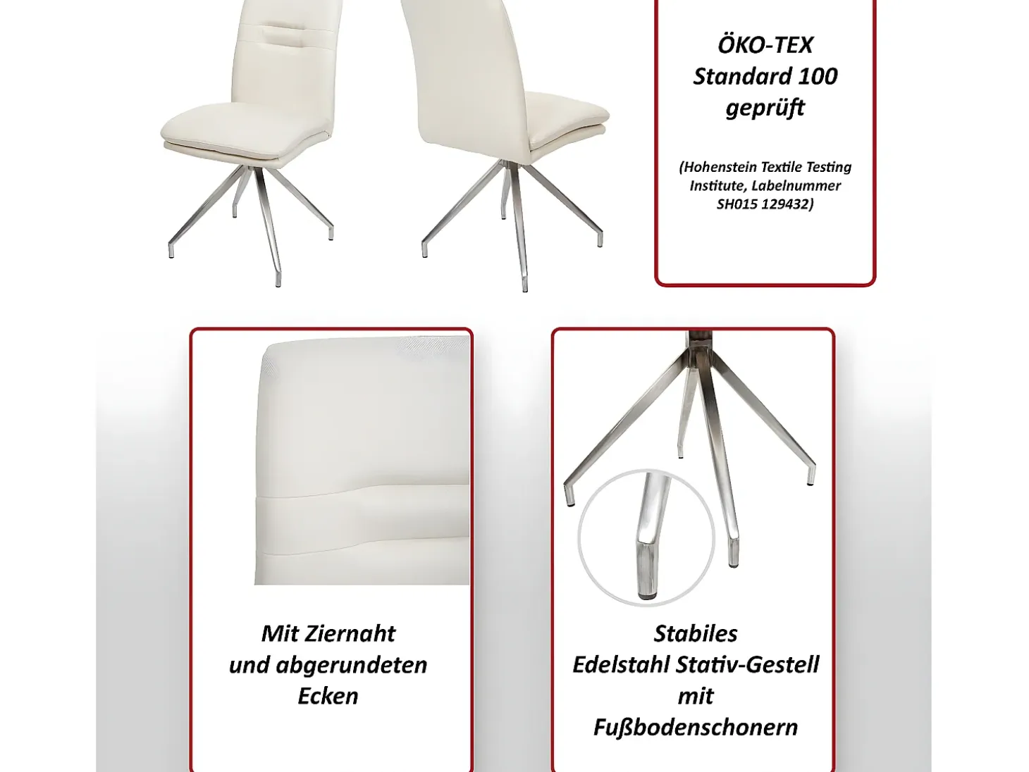 Silla de comedor MCW-H70 (juego de 6), gris-marrón