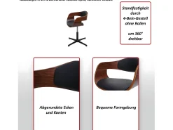 Silla de comedor MCW-H46 (juego de 6), aspecto nogal, tela gris oscuro