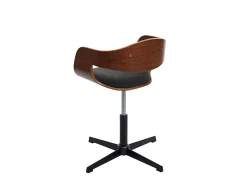 Silla de comedor MCW-H46 (juego de 6), aspecto nogal, tela gris oscuro