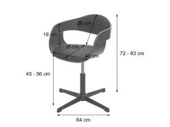 Silla de comedor MCW-H46 (juego de 6), aspecto nogal, tela gris oscuro