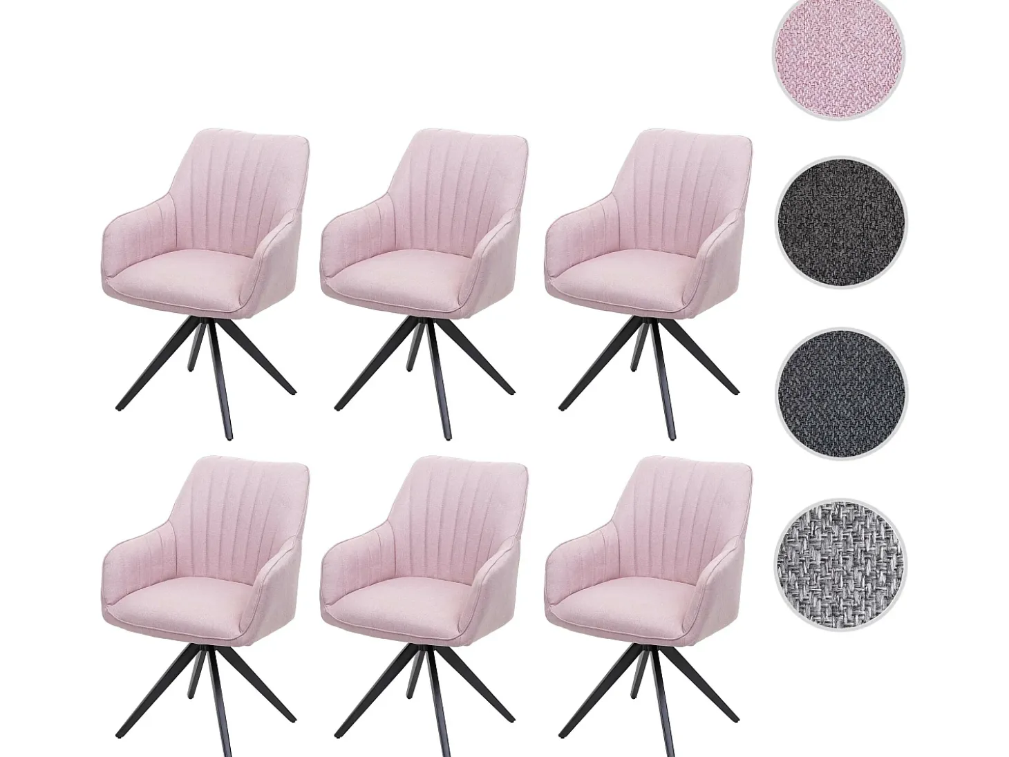 Silla de comedor MCW-H73 (juego de 6), rosa