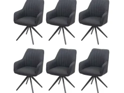 Silla de comedor MCW-H73 (juego de 6), gris oscuro