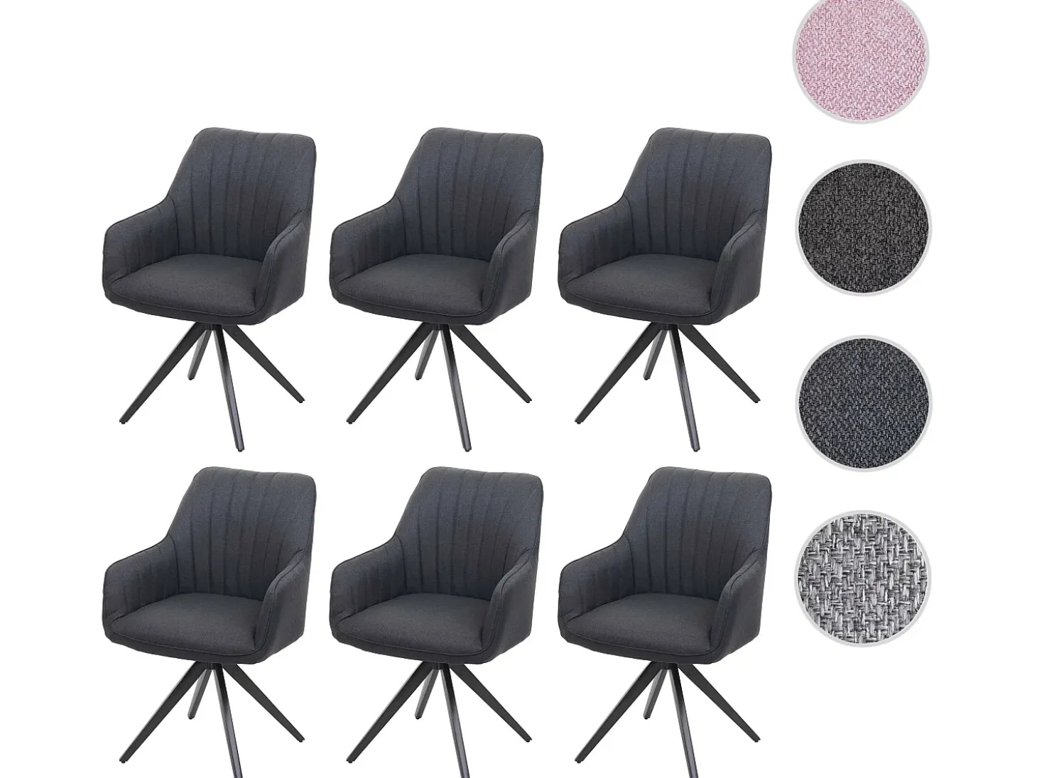 Silla de comedor MCW-H73 (juego de 6), gris oscuro