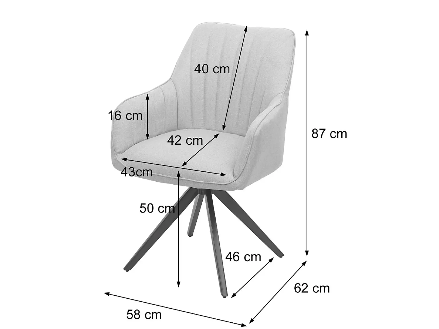 Silla de comedor MCW-H73 (juego de 6), gris oscuro
