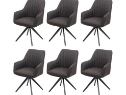 Silla de comedor MCW-H73 (juego de 6), gris-marrón