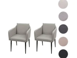 Silla de comedor MCW-H93 (set de 2), polipiel gris topo