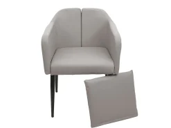 Silla de comedor MCW-H93 (set de 2), polipiel gris topo