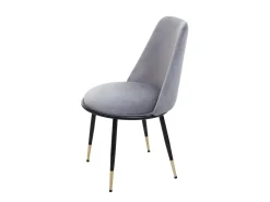 Silla de comedor MCW-H28 (set de 2), gris, patas negras, terciopelo