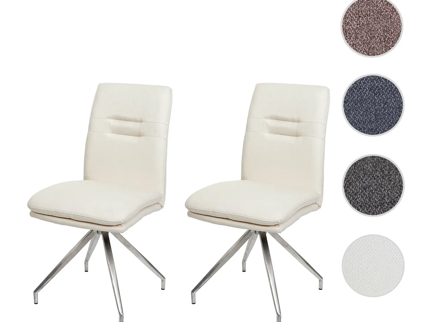 Silla de comedor MCW-H70 (set de 2), crema-beige
