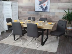 Silla de comedor MCW-H70 (set de 2), gris-marrón
