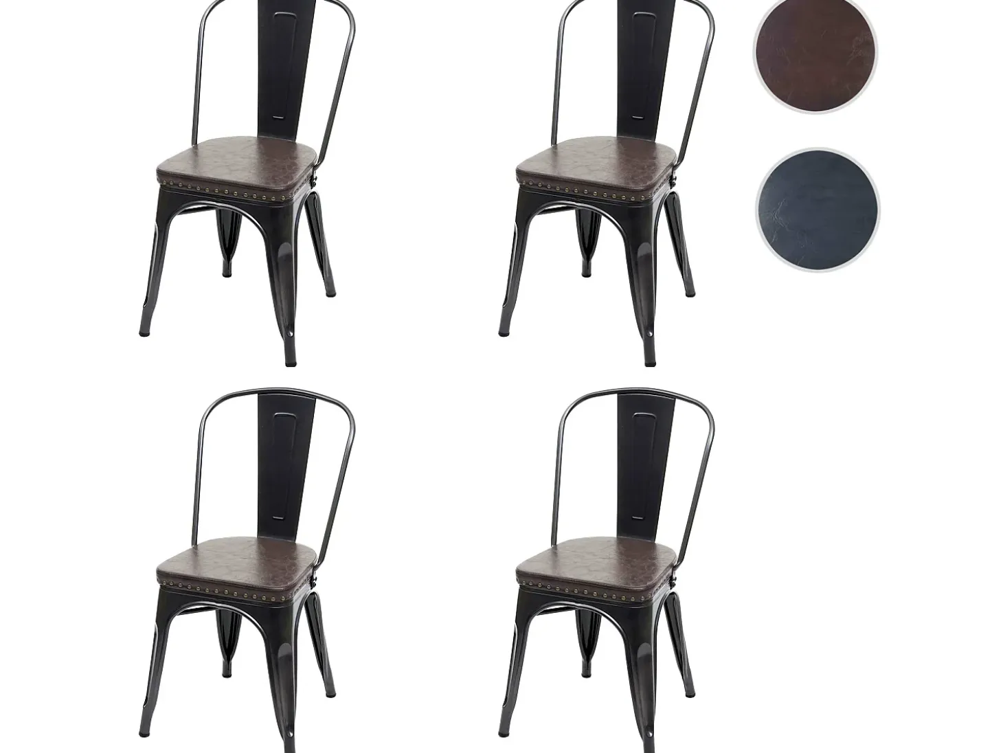 Silla de comedor MCW-H10e (juego de 4), negro-marrón
