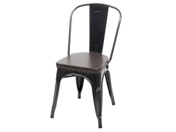 Silla de comedor MCW-H10e (set de 2), negro-marrón