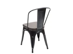 Silla de comedor MCW-H10e (set de 2), negro-marrón