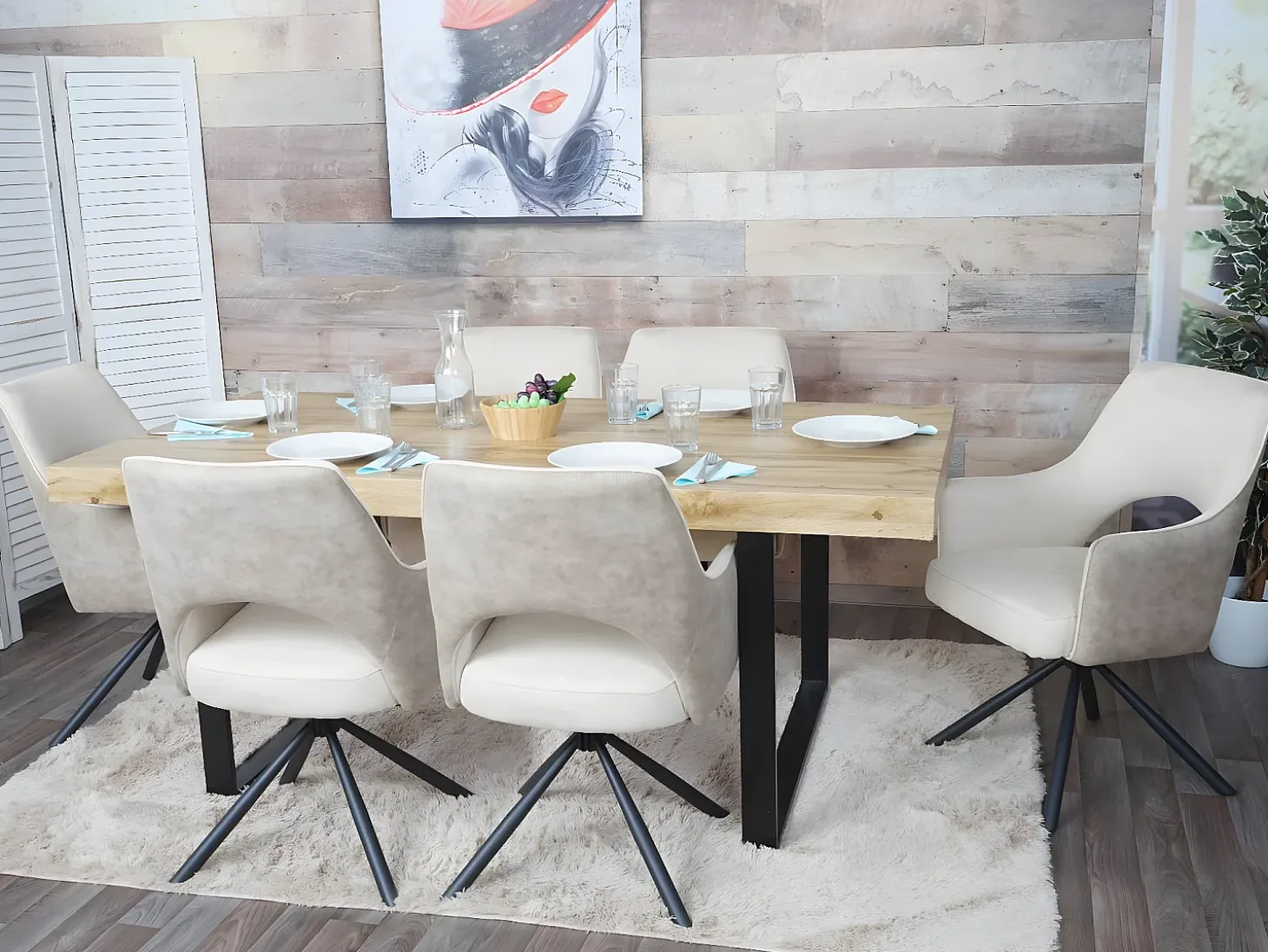 Silla de comedor MCW-K3, crema