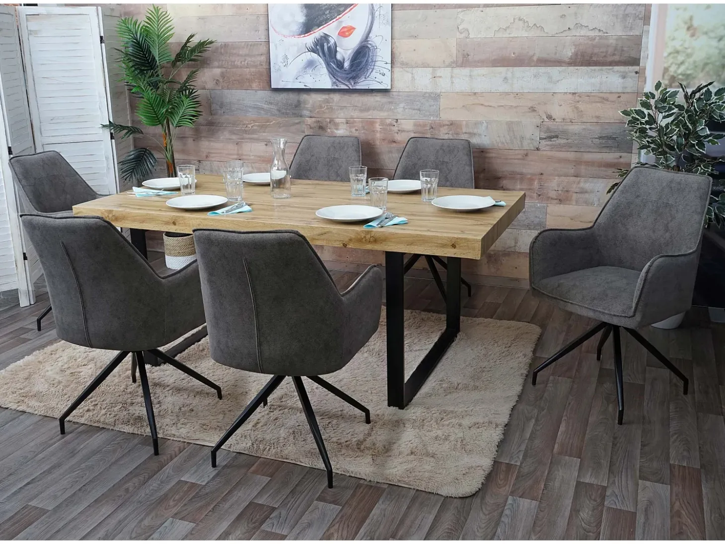 Silla de comedor MCW-K15, gris oscuro