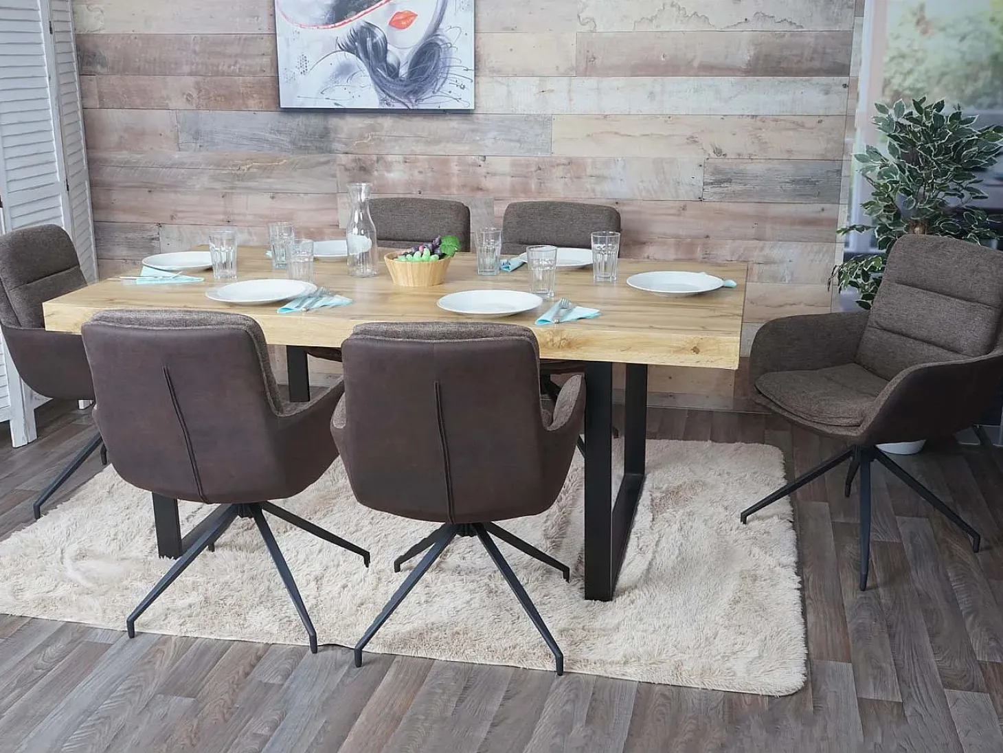 Silla de comedor MCW-K32, marrón-marrón oscuro