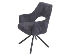 Silla de comedor MCW-K3, pana gris oscuro