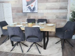 Silla de comedor MCW-K3, pana gris oscuro