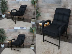 Silla de comedor MCW-K40, tela/textil negro