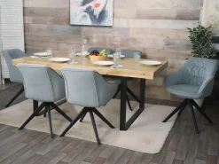 Silla de comedor MCW-K28, tela/textil gris claro