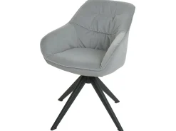 Silla de comedor MCW-K28, tela/textil gris claro