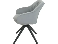 Silla de comedor MCW-K28, tela/textil gris claro