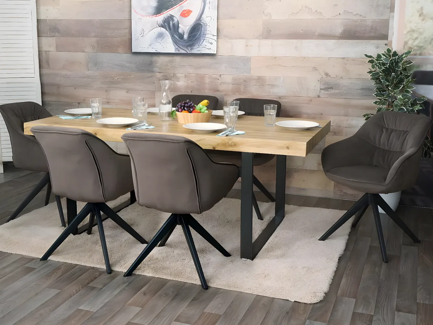 Silla de comedor MCW-K28, tela/textil marrón