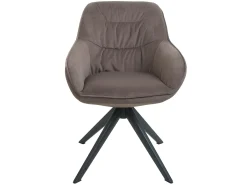 Silla de comedor MCW-K28 (juego de 6), tela/textil marrón