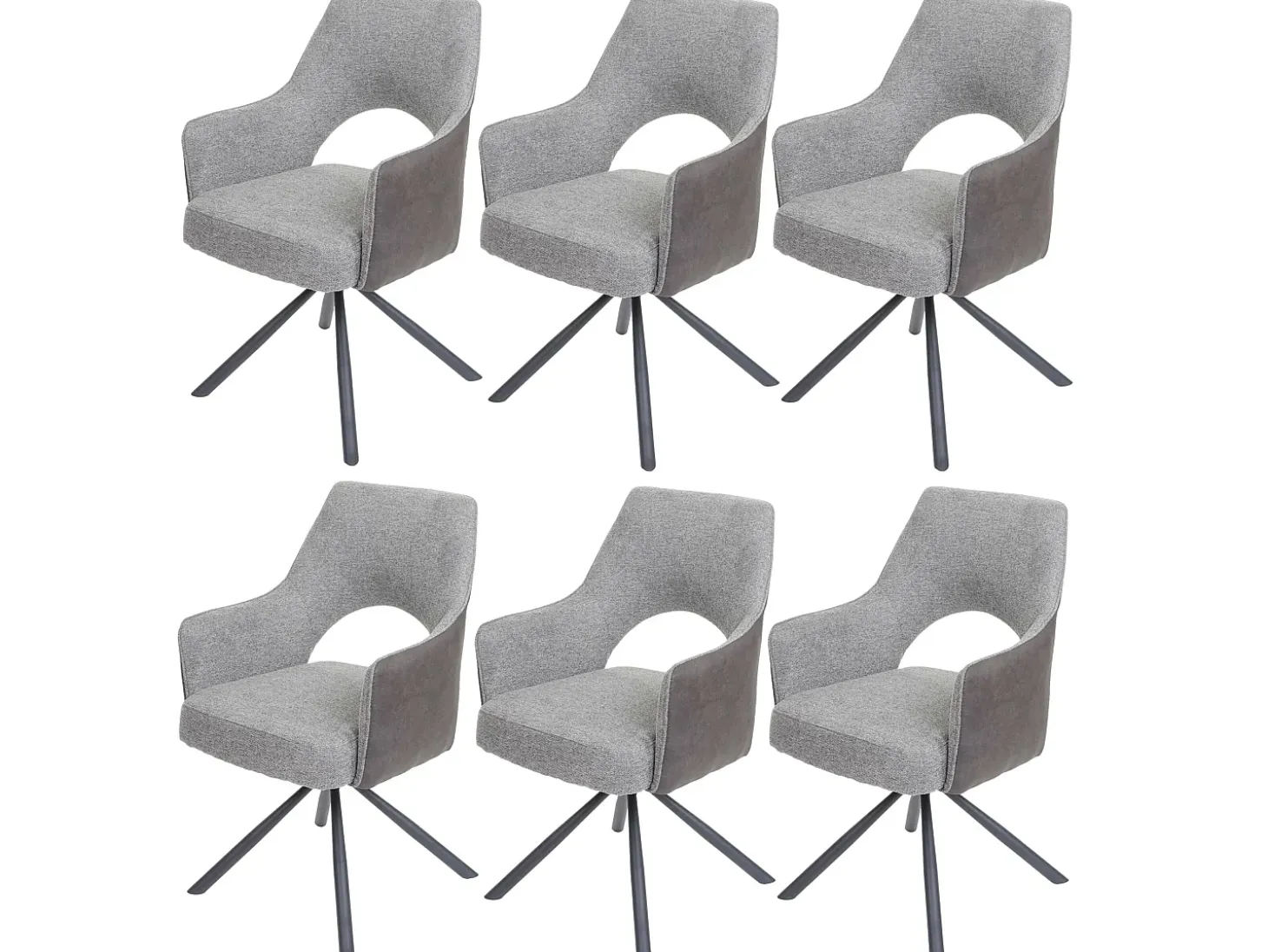 Silla de comedor MCW-K30 (juego de 6), gris-gris oscuro