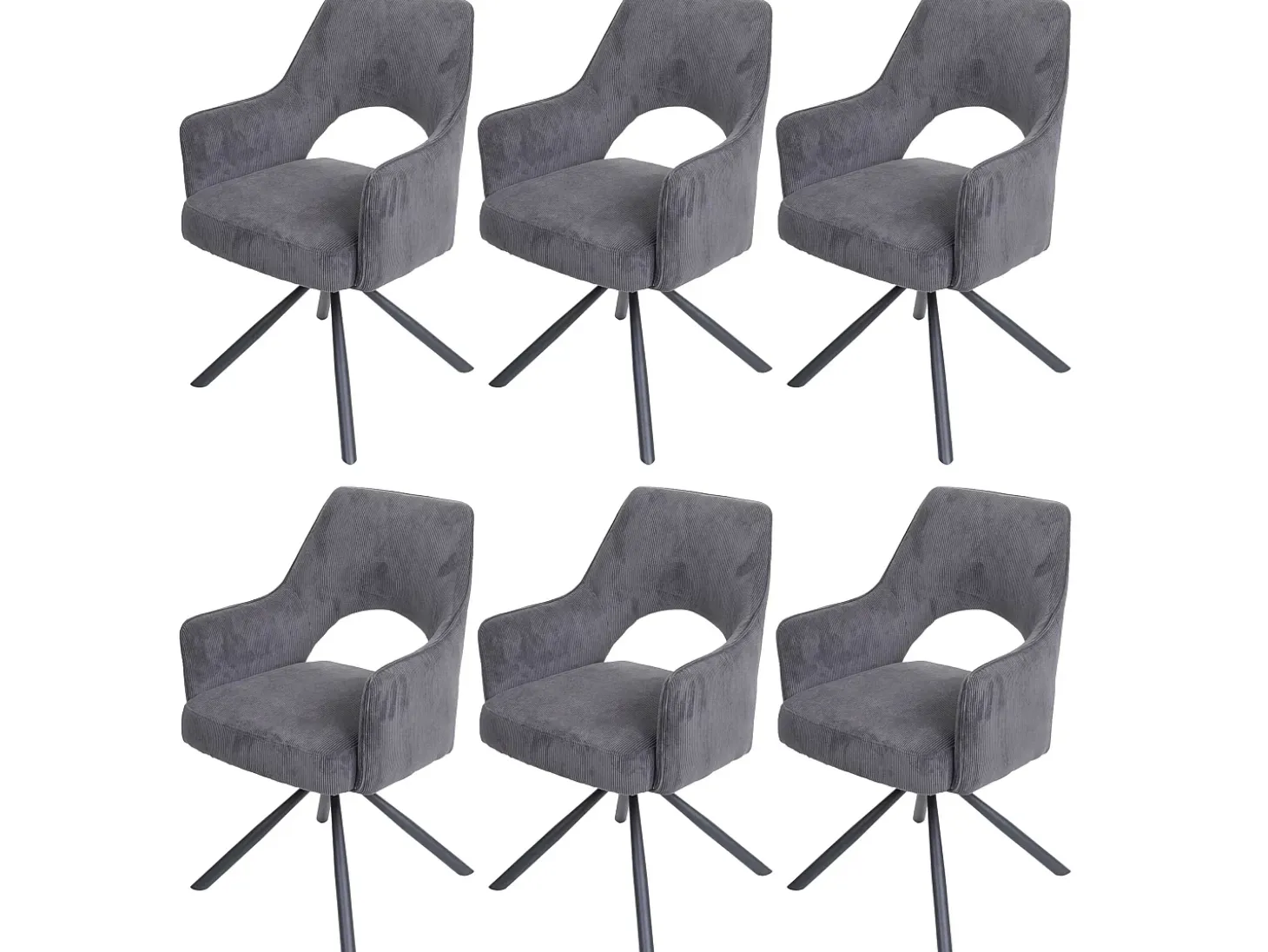 Silla de comedor MCW-K30 (juego de 6), pana gris oscuro