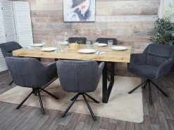 Silla de comedor MCW-K33 (juego de 6), gris pana