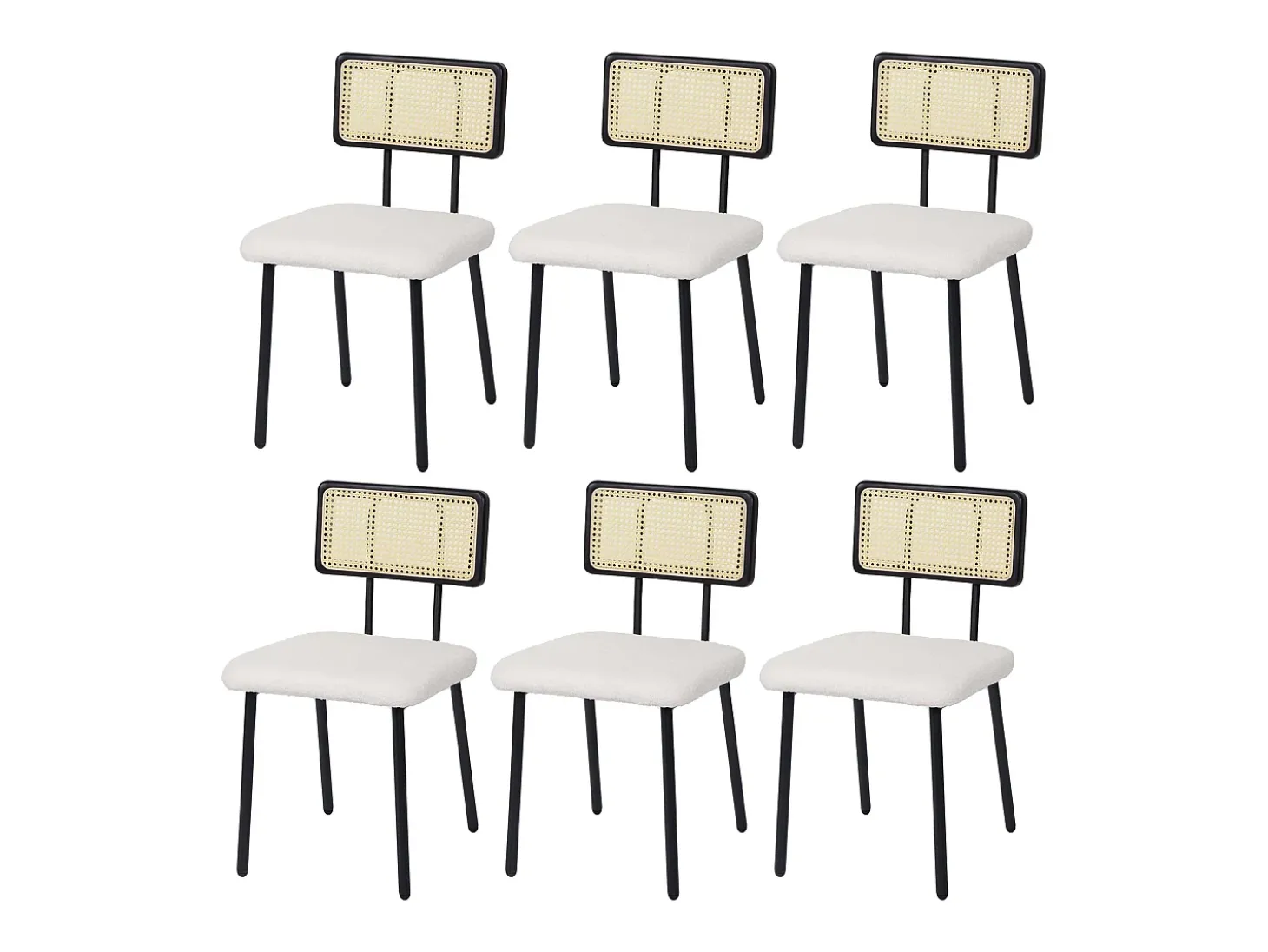 Silla de comedor MCW-K88 (juego de 6), tela/textil blanco