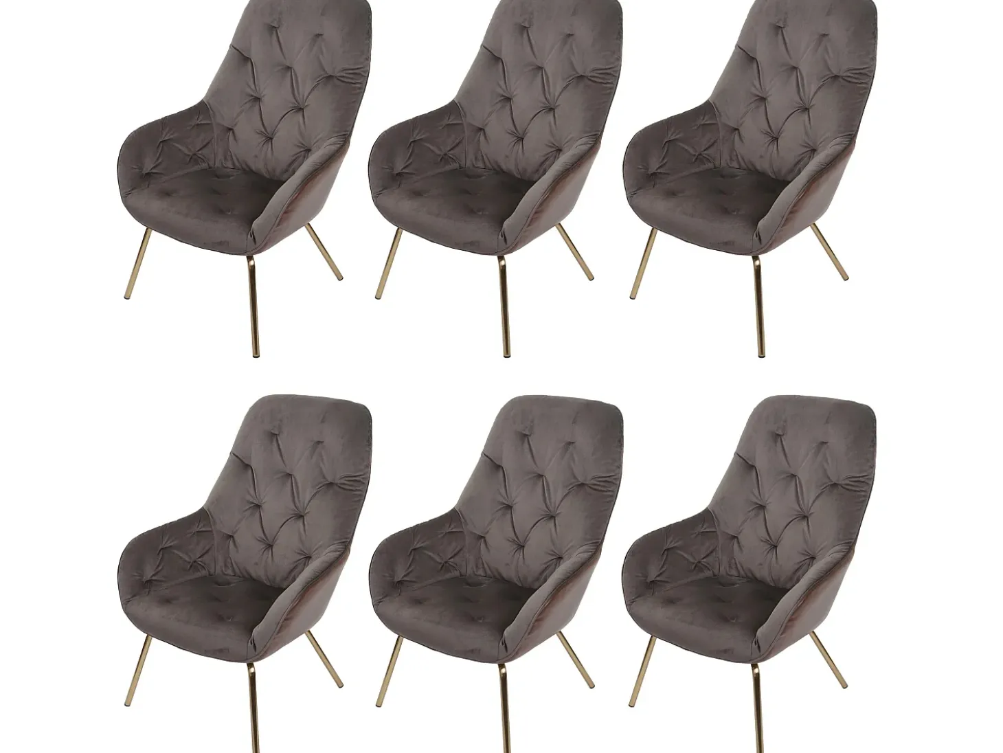 Silla de comedor MCW-K26 (juego de 6), terciopelo, marrón claro
