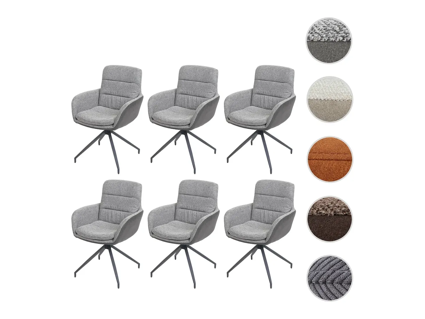 Silla de comedor MCW-K32 (juego de 6), gris-gris oscuro