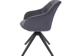 Silla de comedor MCW-K28 (juego de 6), tela/textil gris