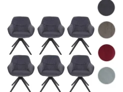 Silla de comedor MCW-K28 (juego de 6), tela/textil gris