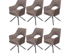 Silla de comedor MCW-K30 (juego de 6), marrón-marrón oscuro
