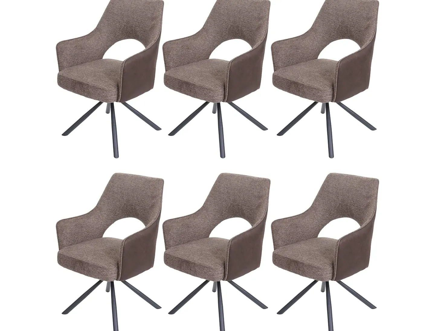Silla de comedor MCW-K30 (juego de 6), marrón-marrón oscuro