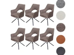 Silla de comedor MCW-K30 (juego de 6), marrón-marrón oscuro