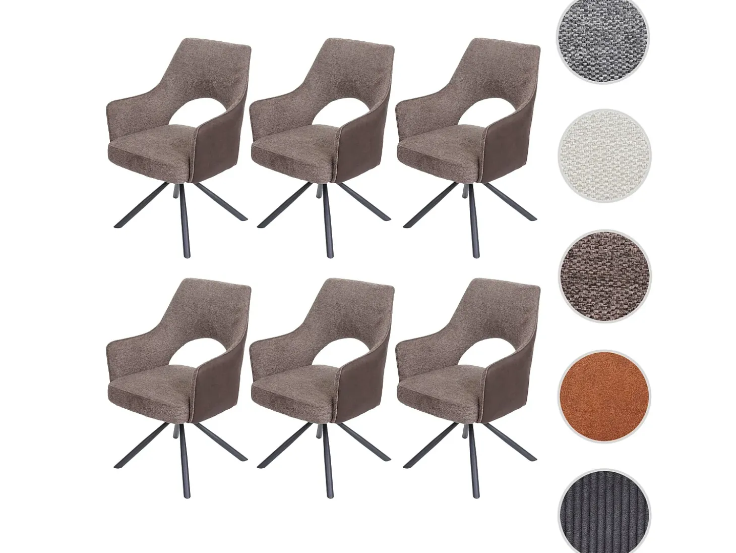 Silla de comedor MCW-K30 (juego de 6), marrón-marrón oscuro