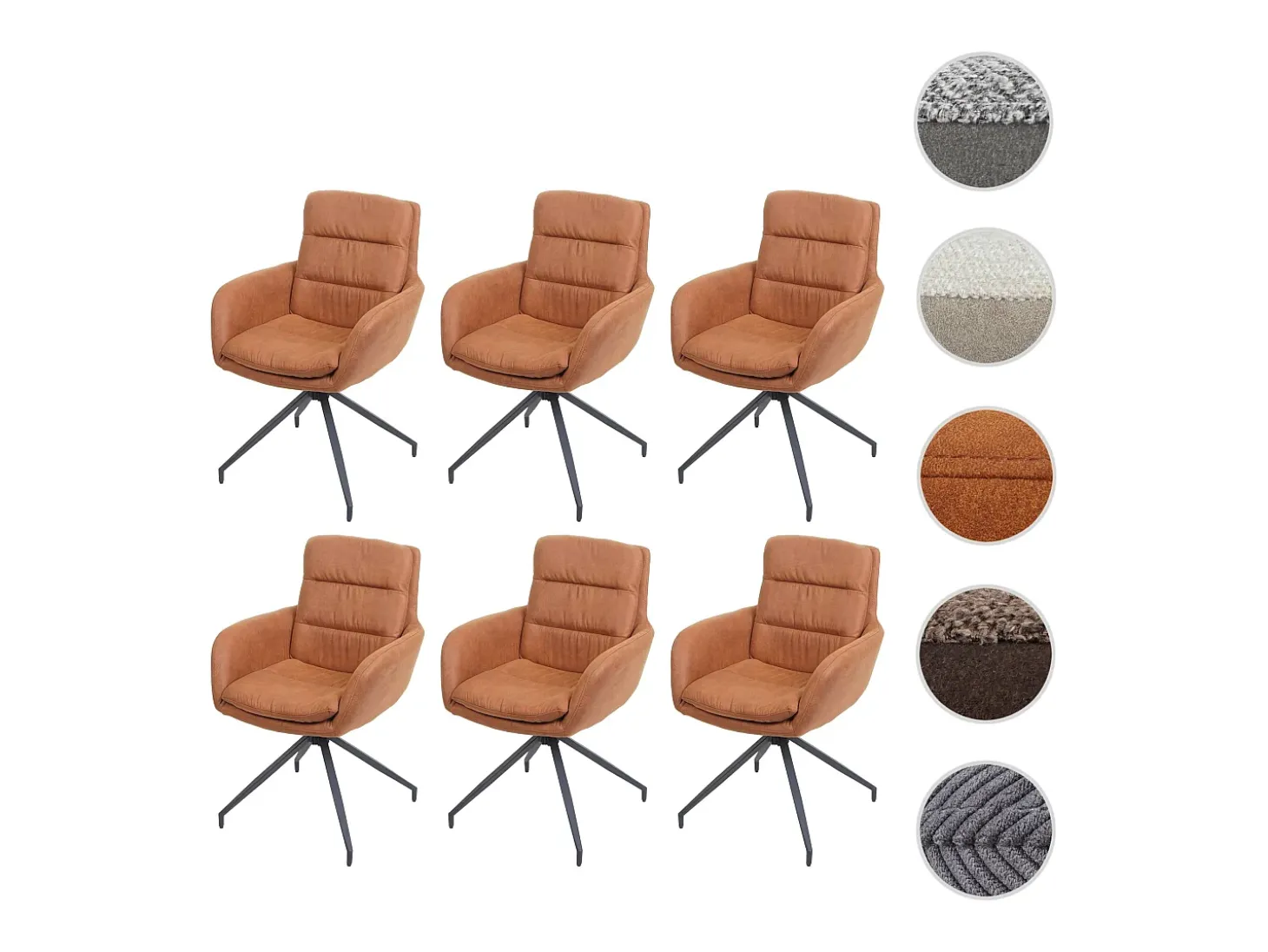 Silla de comedor MCW-K32 (juego de 6), aspecto ante marrón