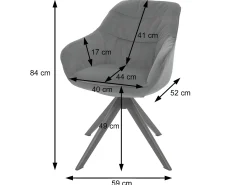 Silla de comedor MCW-K28 (juego de 6), tela/textil gris claro